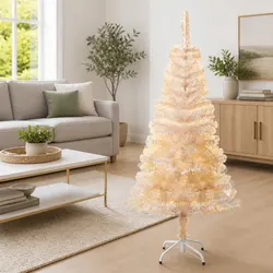 Artificial Christmas Tree White 120cm Iridescent Tips PVC Bushy Seasonal