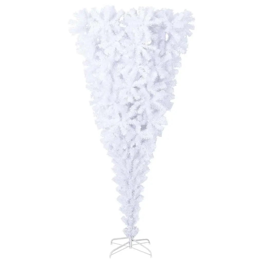 Upside-Down Artificial Christmas Tree with Stand White 180cm Holiday Decoration
