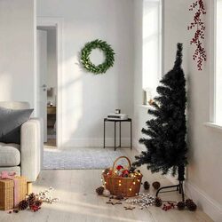 Space-Saving 120cm Black Wall-Mounted Christmas Tree