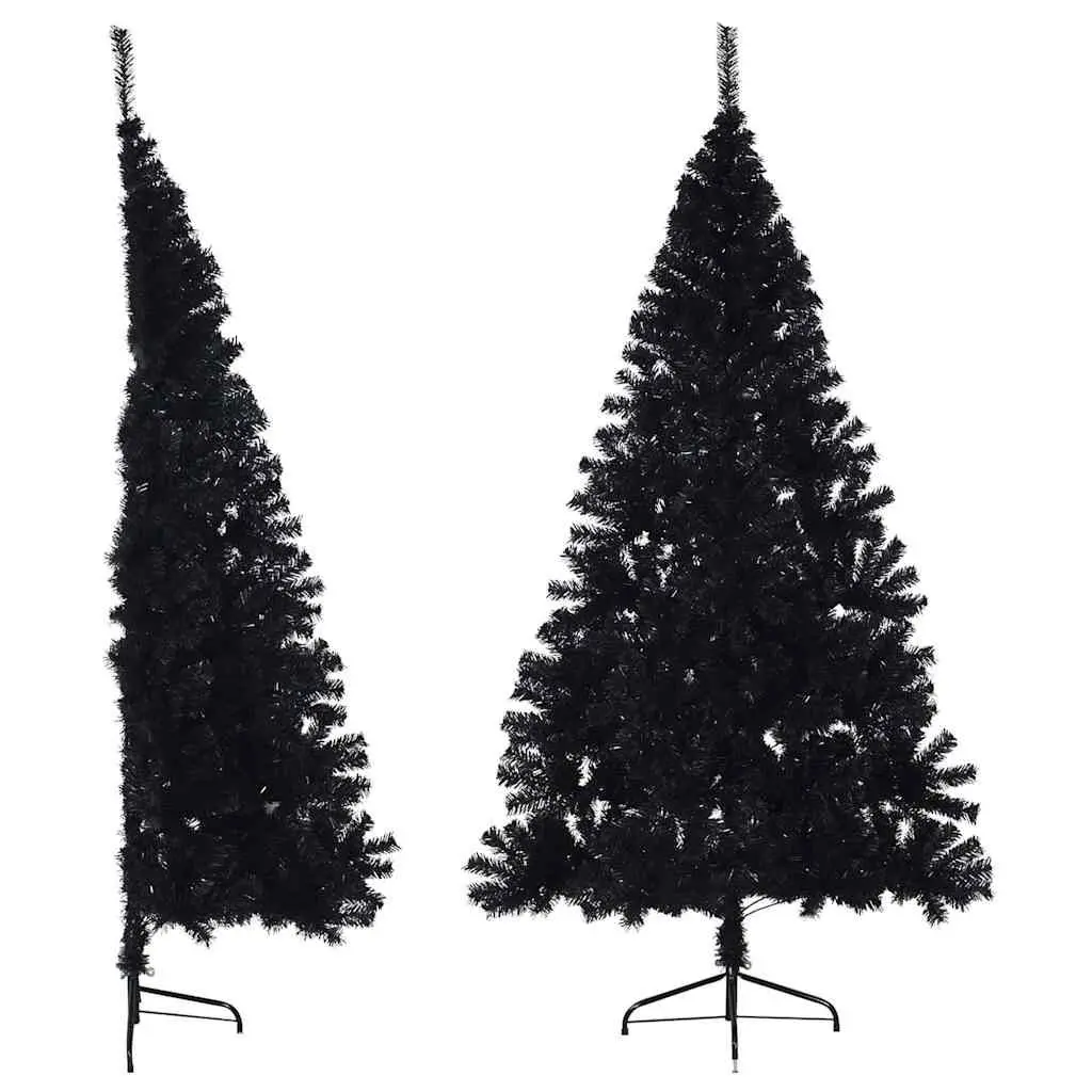Artificial Half Christmas Tree with Stand Black 210 cm Holiday Seasonal Decor