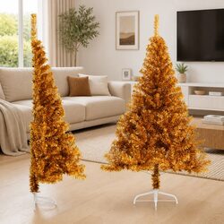 Space-Saving Gold Half Christmas Tree for Your Home