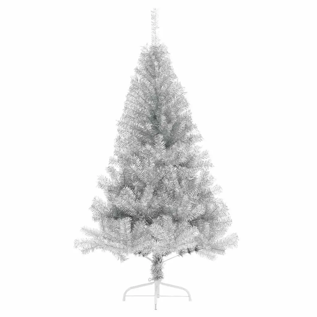 Artificial Half Christmas Tree with Stand Silver 180cm Bushy PET Holiday Decor