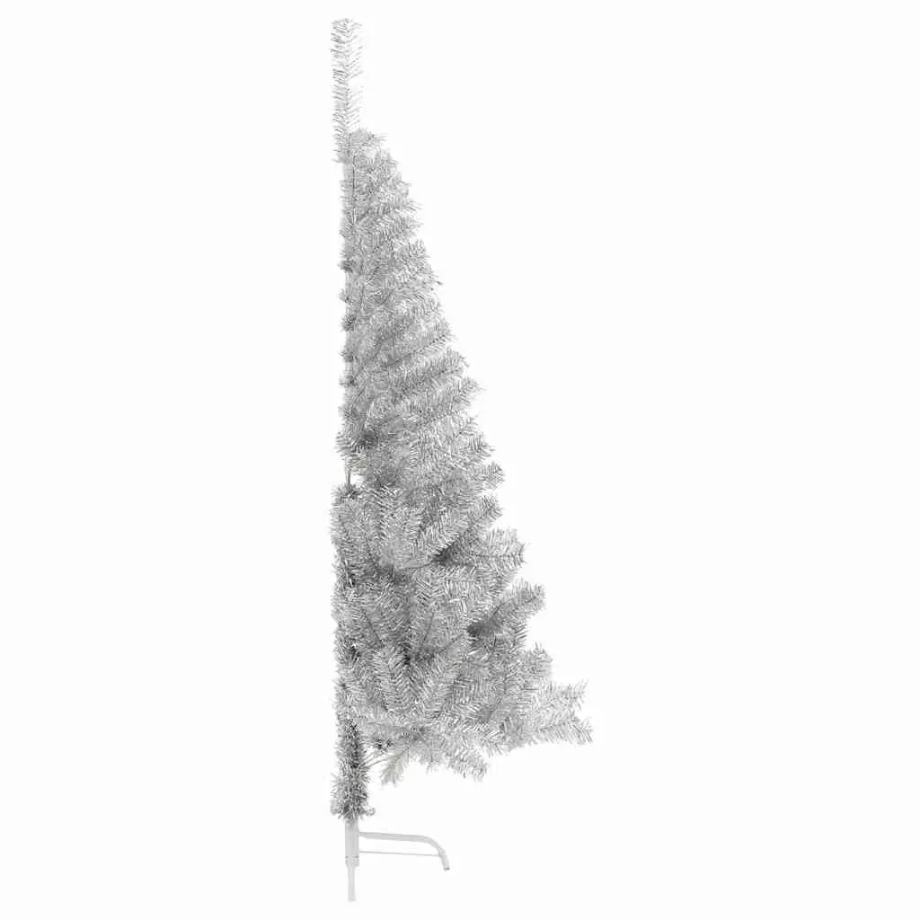Artificial Half Christmas Tree with Stand Silver 180cm Bushy PET Holiday Decor