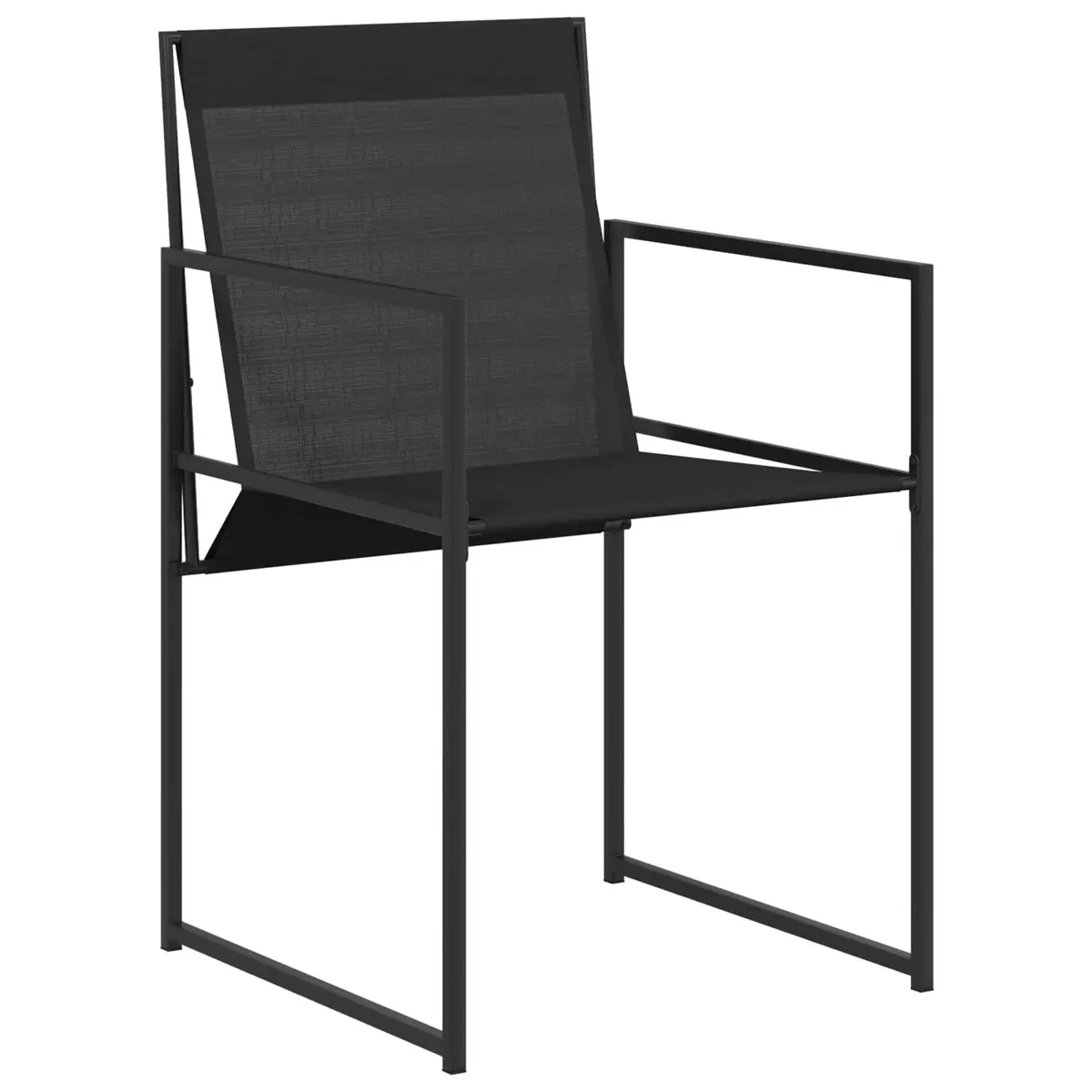 5 Piece Black Steel Garden Patio Dining Set with Textilene Seating and Tempered Glass Tabletop