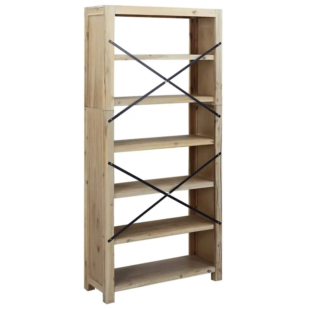 6-Tier Bookcase 80x30x170cm Solid Wood Acacia Brown Rustic Storage Shelving Display