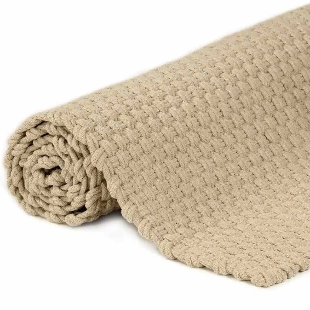Cotton Rope Woven Rug 160x230 cm Brown Natural Soft Floor Mat
