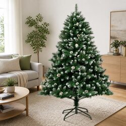 Artificial Christmas Tree 210cm Green Hinged Branches PVC Realistic Holiday