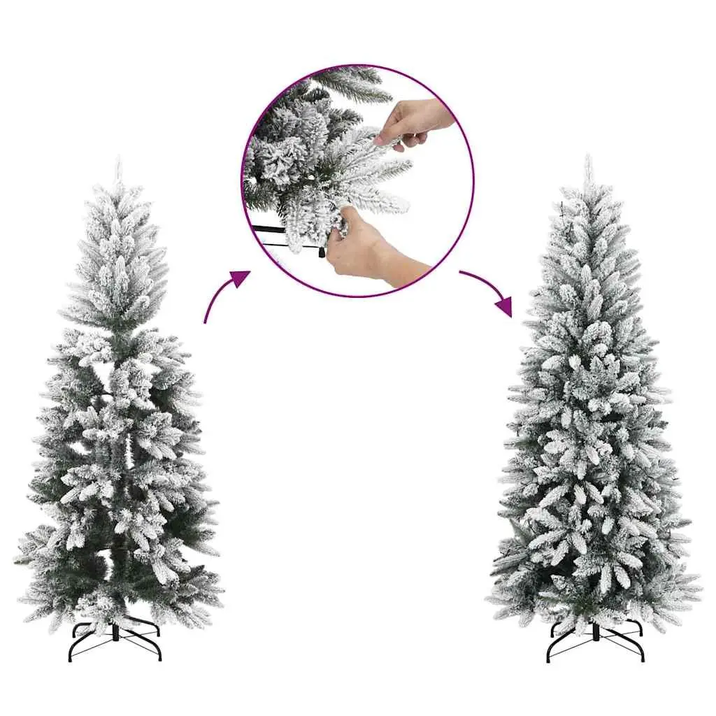 Artificial Christmas Tree 210cm White Flocked Snow Hinged Branches