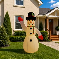 Outdoor Christmas Snowman Decoration Enhances Festive Spirit