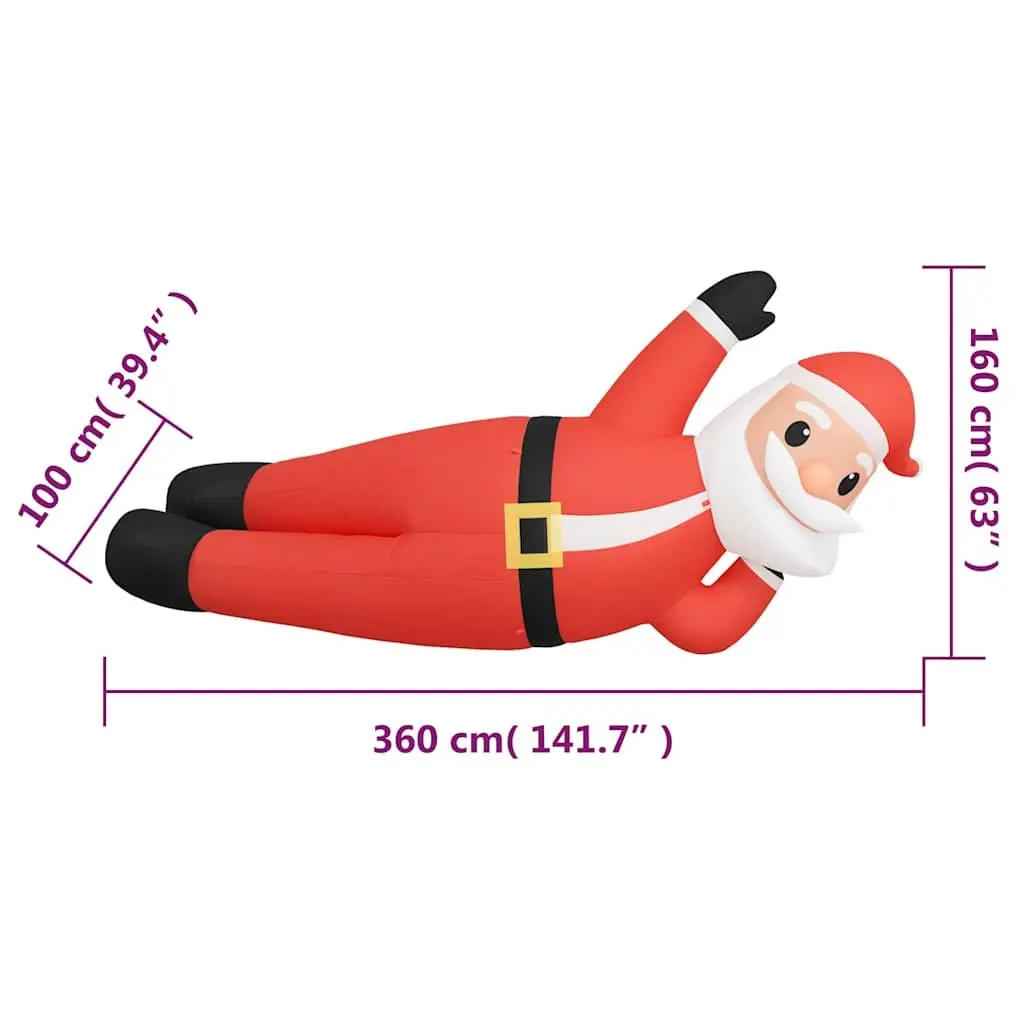 Christmas Inflatable Lying Santa 160cm LED Lights Weather-Resistant Yard Decoration