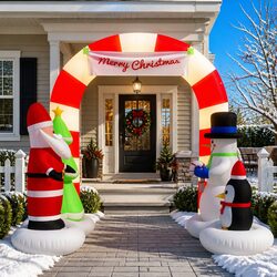 Festive Inflatable Arch with Santa and Snowman for Holidays