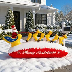 Christmas Inflatable Santa Reindeer Yard Decoration 145cm LED Lights Holiday