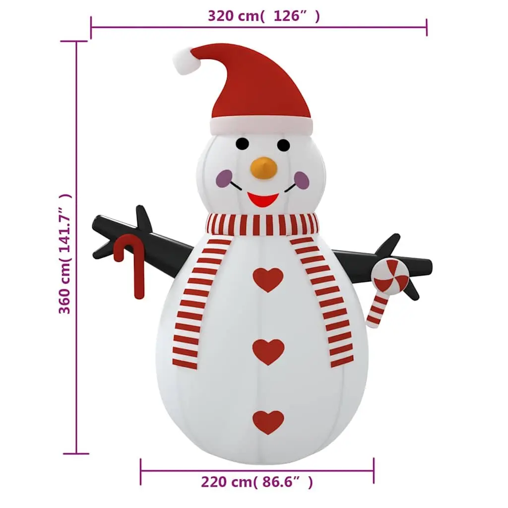 Inflatable Snowman Decoration 360cm Outdoor Holiday with LED Lights