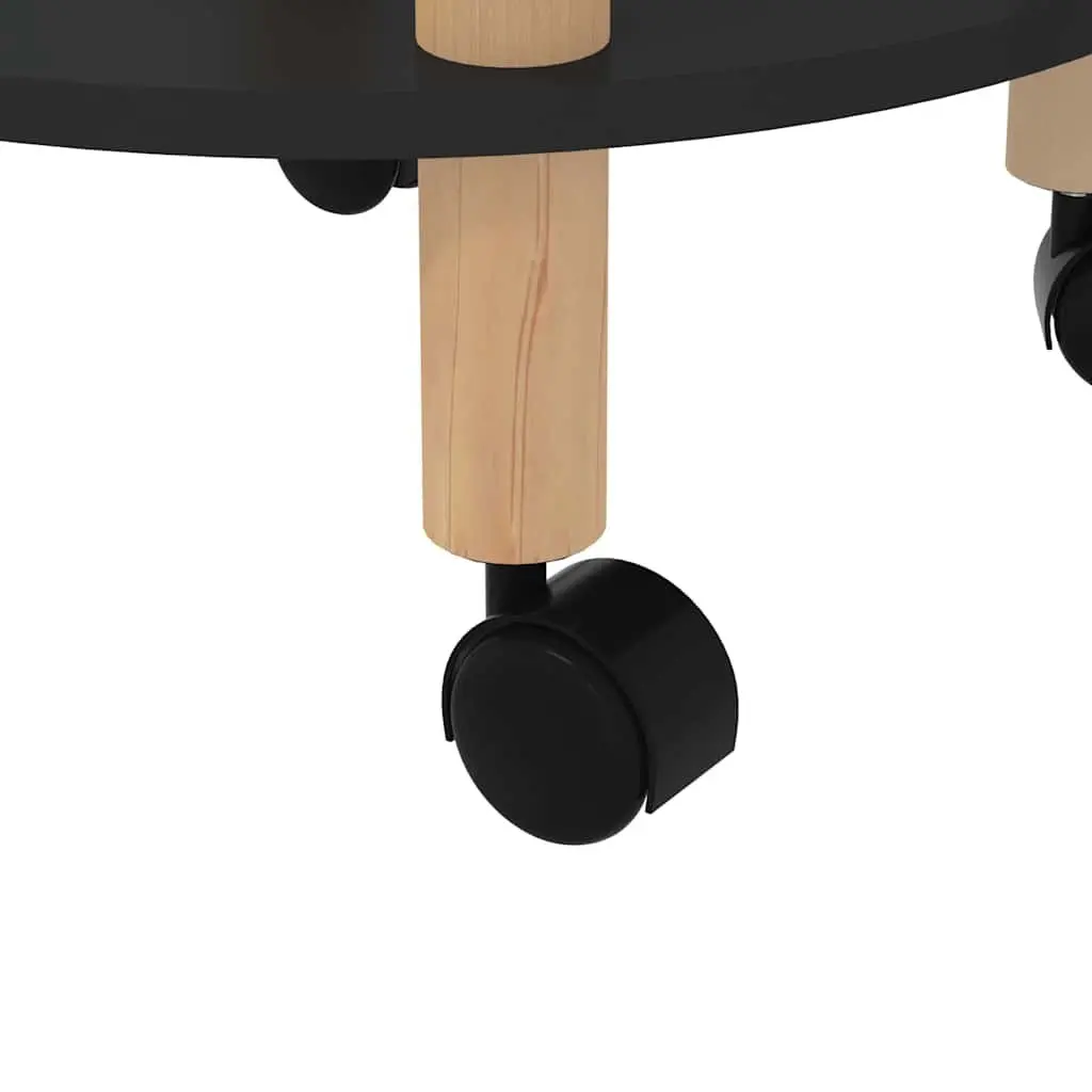 3-Tier Kitchen Trolley Black Engineered Wood Lockable Wheels