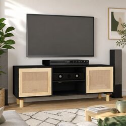 TV Cabinet 105x30x40cm Black Storage Unit 4 Compartments Media Stand