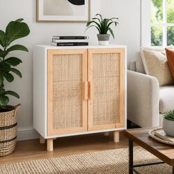 Enhance Your Living Space with a White Rattan Sideboard 60x30x70 cm