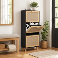 Scandinavian Black Shoe Cabinet for Organized Spaces