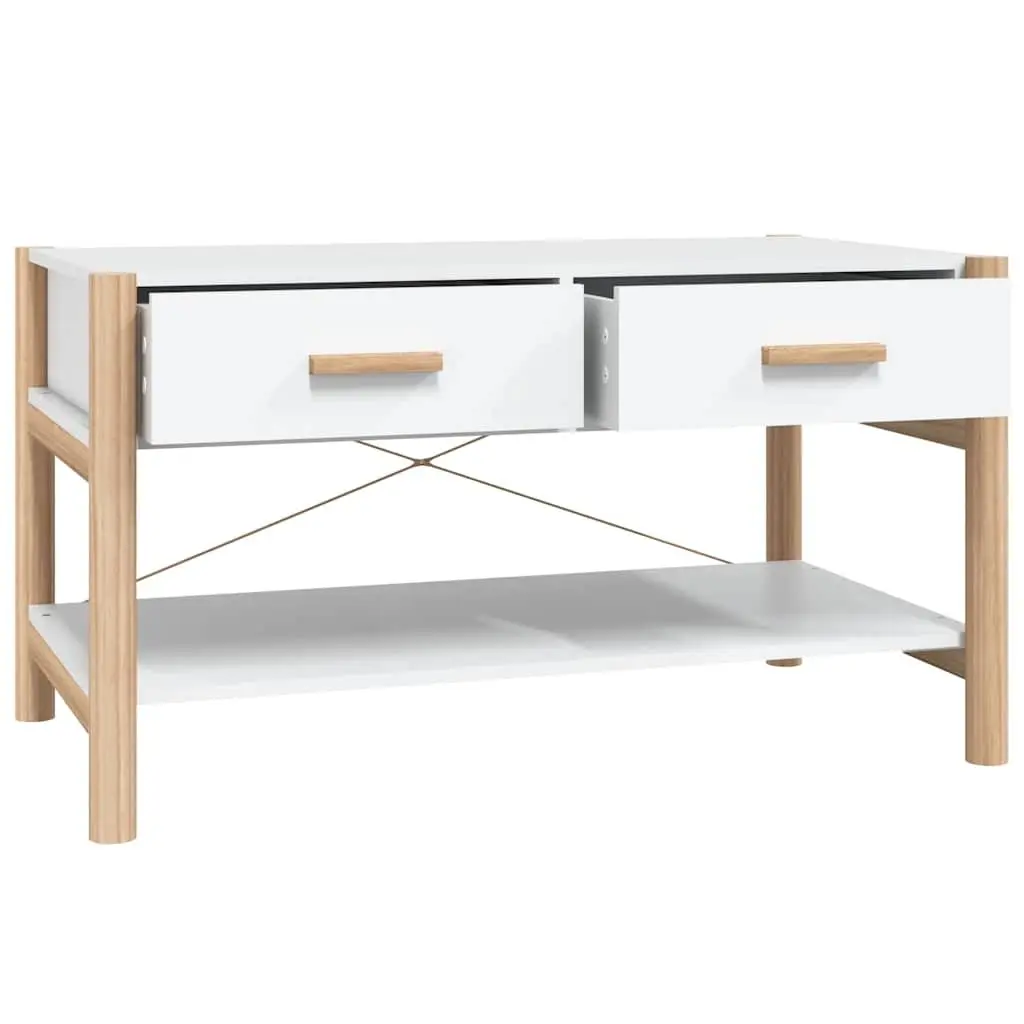 Coffee Table White Engineered Wood Storage Living Room Furniture