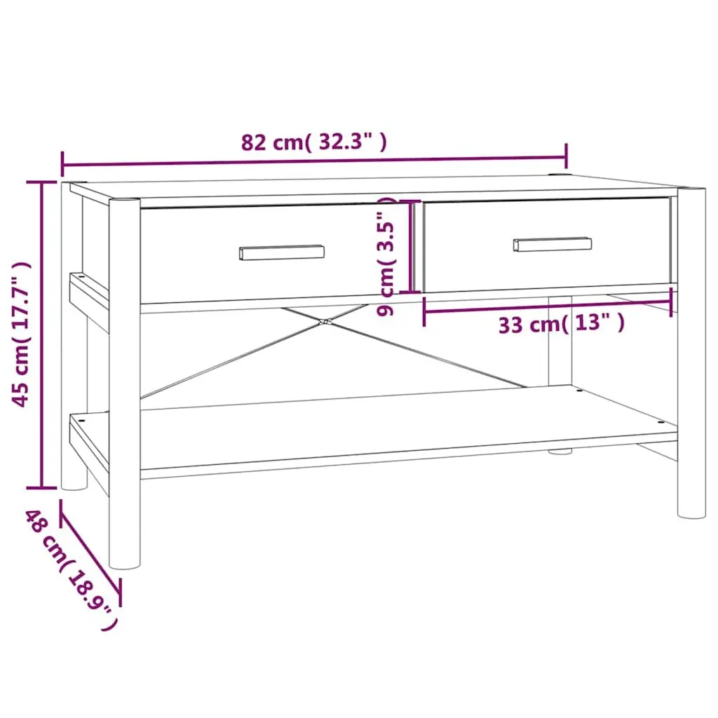 Coffee Table White Engineered Wood Storage Living Room Furniture
