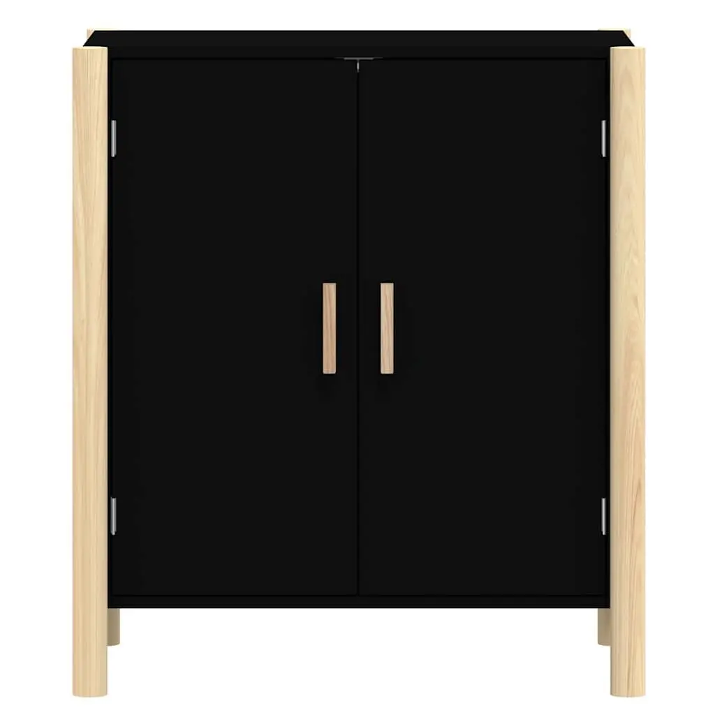 Black Sideboard Cabinet Storage Furniture 62x38x70cm Engineered Wood Home Buffet