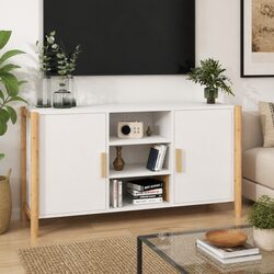 White Sideboard 107x38x60cm Storage Cabinet Engineered Wood Buffet Furniture