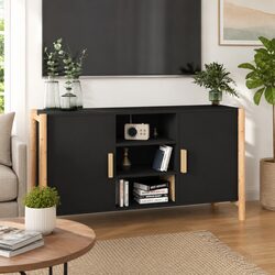 Sideboard Black Storage Cabinet 107x38x60 cm Engineered Wood Buffet Table