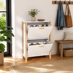 Stylish Shoe Cabinet in White 57.5x33x80cm for Home