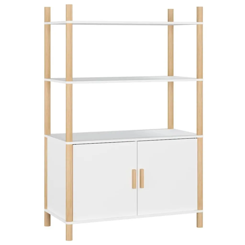 White Highboard Storage Cabinet Engineered Wood Tall Buffet Furniture