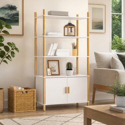 Enhance Your Space with a White Highboard Storage Unit 80x40x153cm