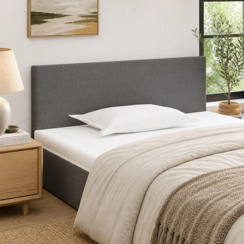 Fabric Headboard 100cm Dark Grey Adjustable Height Bedroom Bed Support