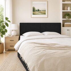 Adjustable Height Black Fabric Headboard for Bedrooms