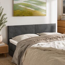 Velvet Headboard Dark Grey Adjustable Height Bedroom Bed Backrest Support 144cm
