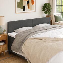 Headboard Dark Grey 200x5x78/88 cm Fabric Bedroom Furniture Durable Adjustable
