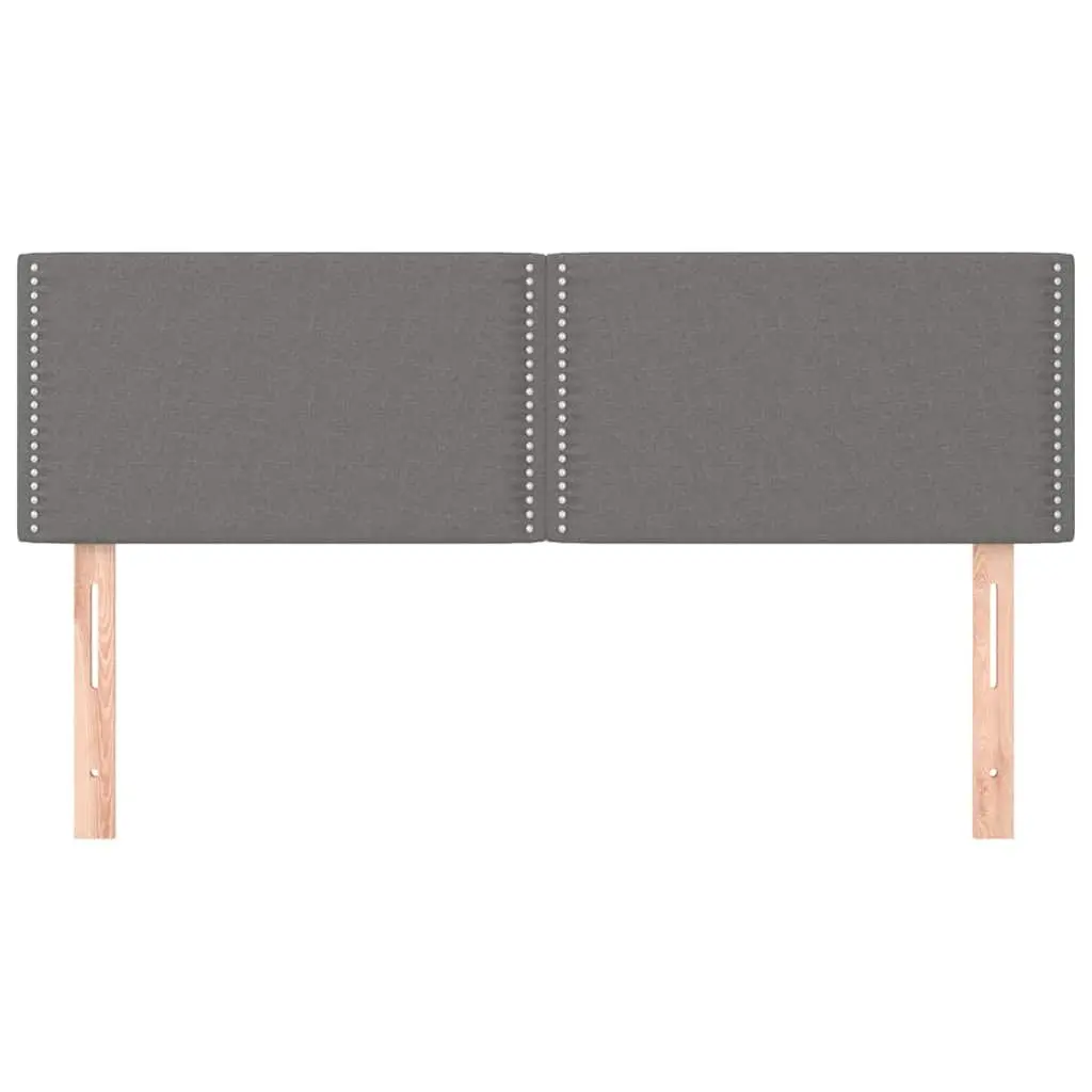 Fabric Headboard Dark Grey Adjustable Height Upholstered with Wooden Legs