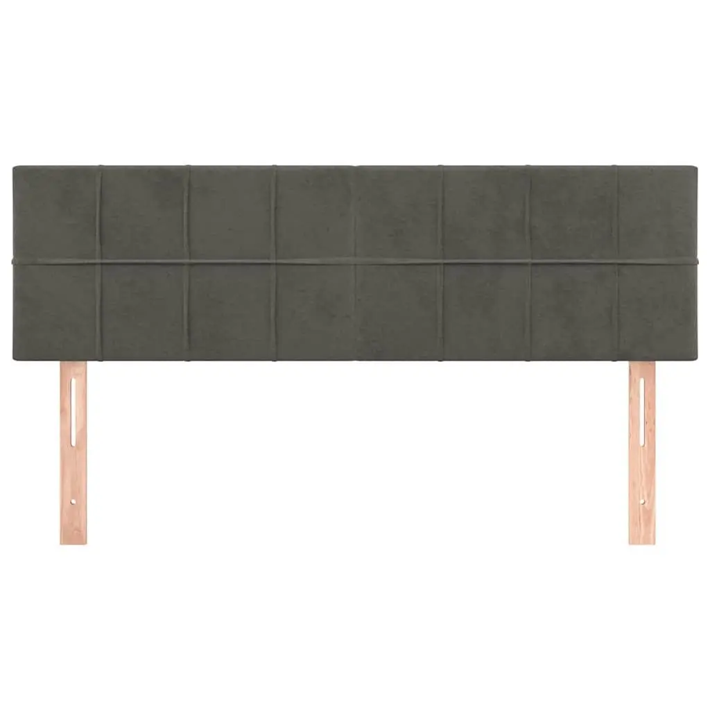 Grey Velvet Headboard 144cm Adjustable Height Backrest with Wooden Legs