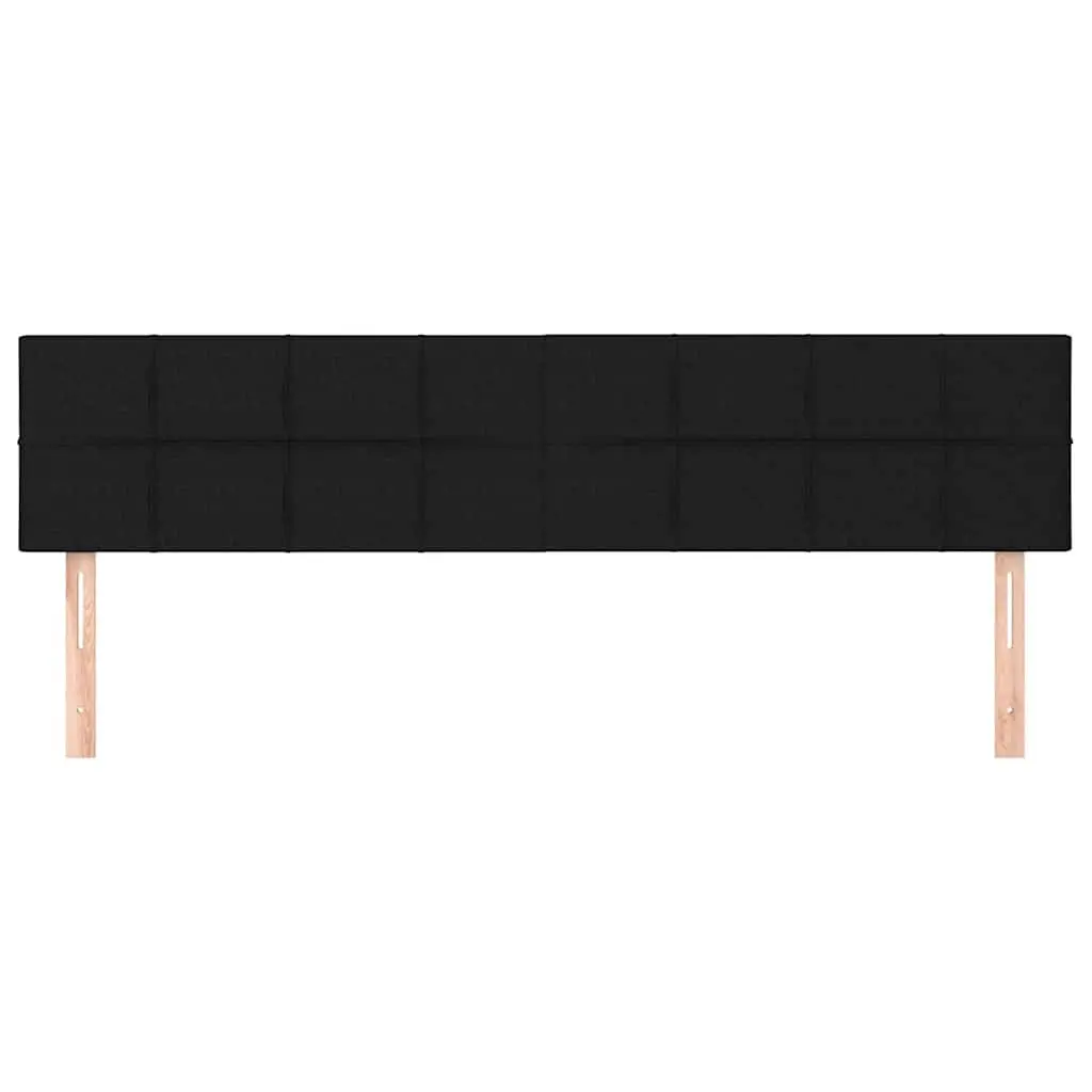 Fabric Headboard 160cm Adjustable Height Black Durable Breathable with Wooden Legs Support