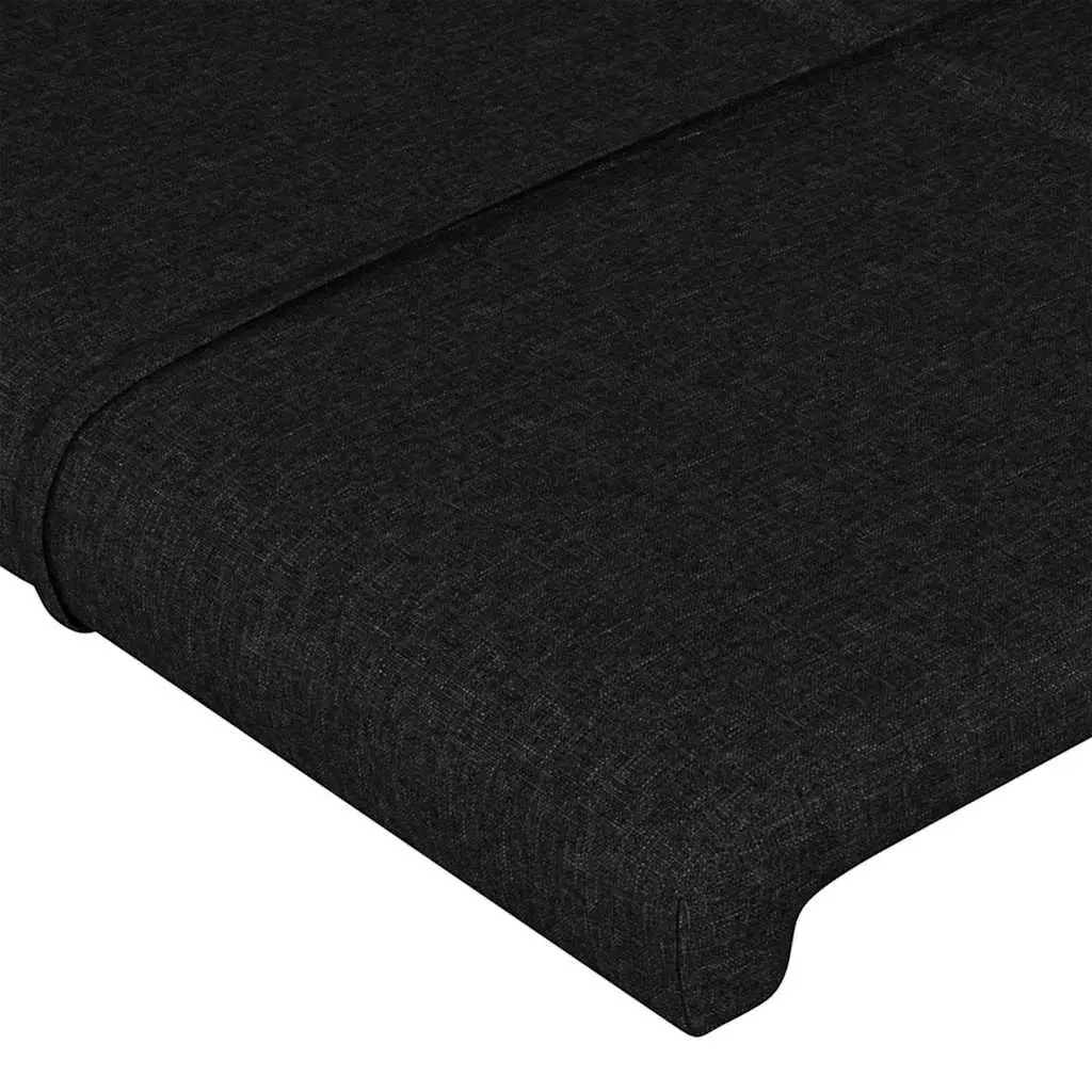 Fabric Headboard 160cm Adjustable Height Black Durable Breathable with Wooden Legs Support