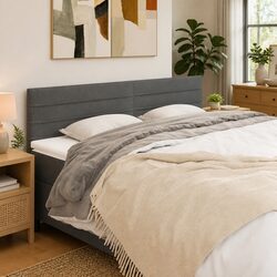 Stylish Grey Fabric Headboard with Wooden Support
