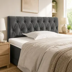Transform Your Bedroom with This Grey Velvet Headboard