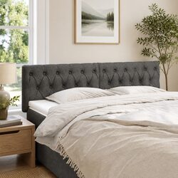 Dark Grey Fabric Headboard for Enhanced Bedroom Aesthetics