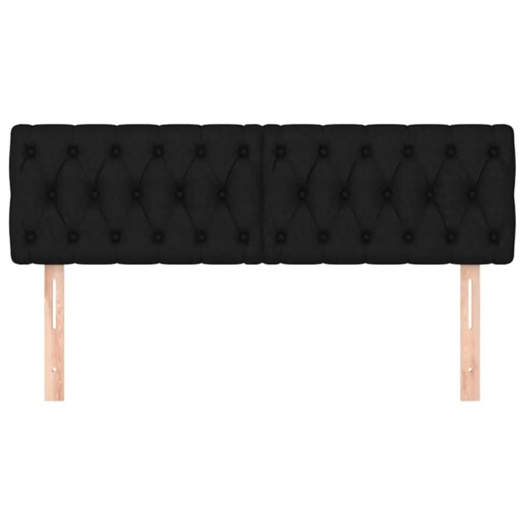 Adjustable Height Headboard Black Fabric Bed Support Wooden Legs