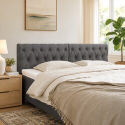Headboard Dark Grey 160x7x78/88 cm Fabric Bedroom Bed Head Support Adjustable