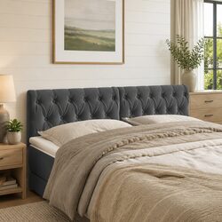 Enhance Your Bedroom with a Dark Grey Velvet Headboard