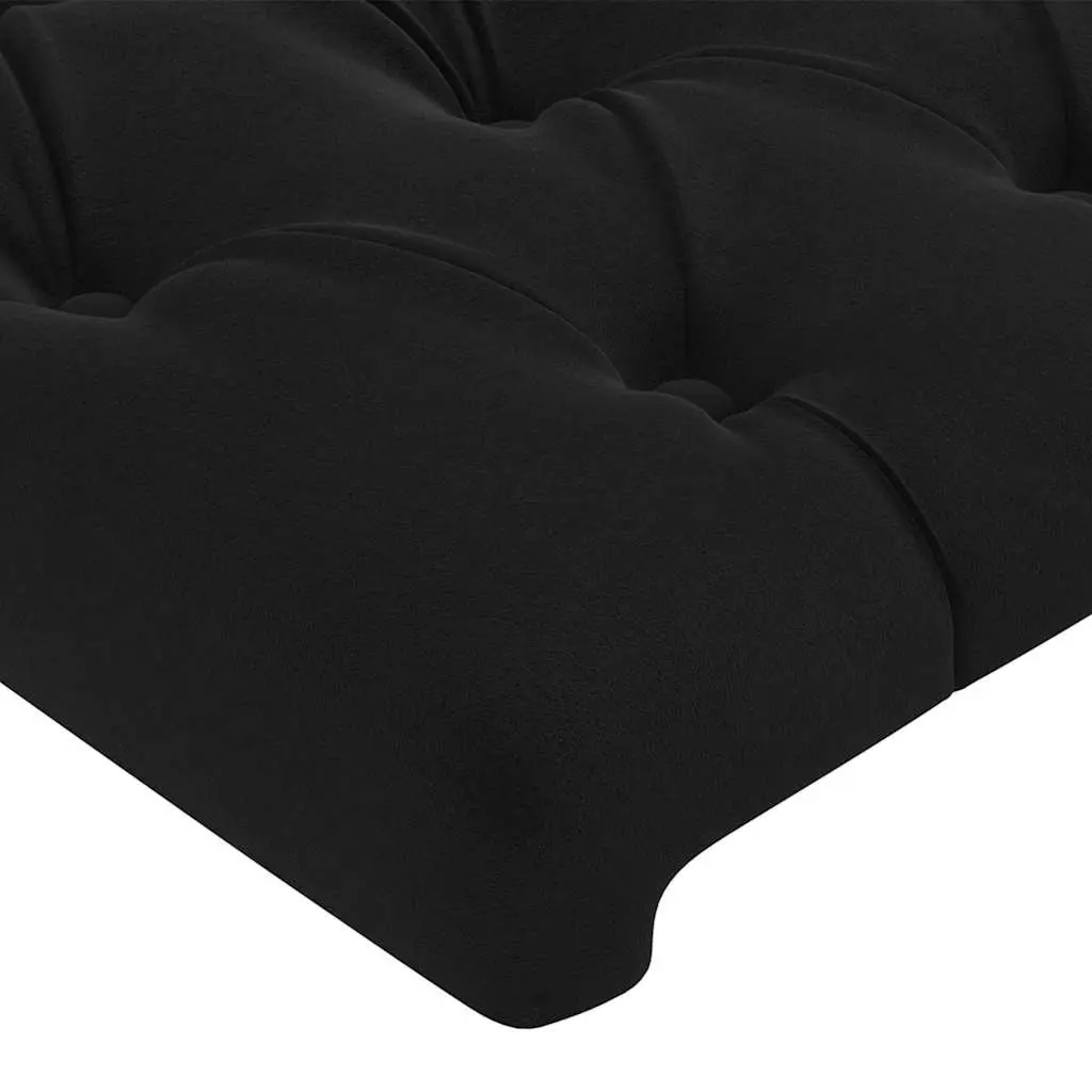 Velvet Headboard Black Adjustable Height Soft Upholstery Wooden Legs
