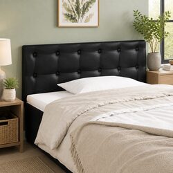 Headboard Black 100 cm Upholstered Bed Back Support Faux Leather Design Bedroom