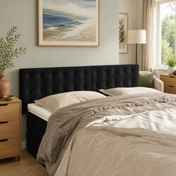 Enhance Your Bedroom with Adjustable Black Velvet Headboard