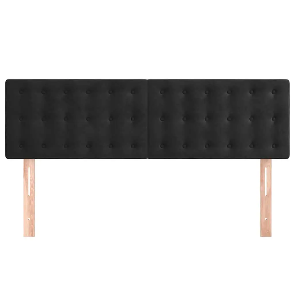 Velvet Headboard Adjustable Height Black Wooden Legs