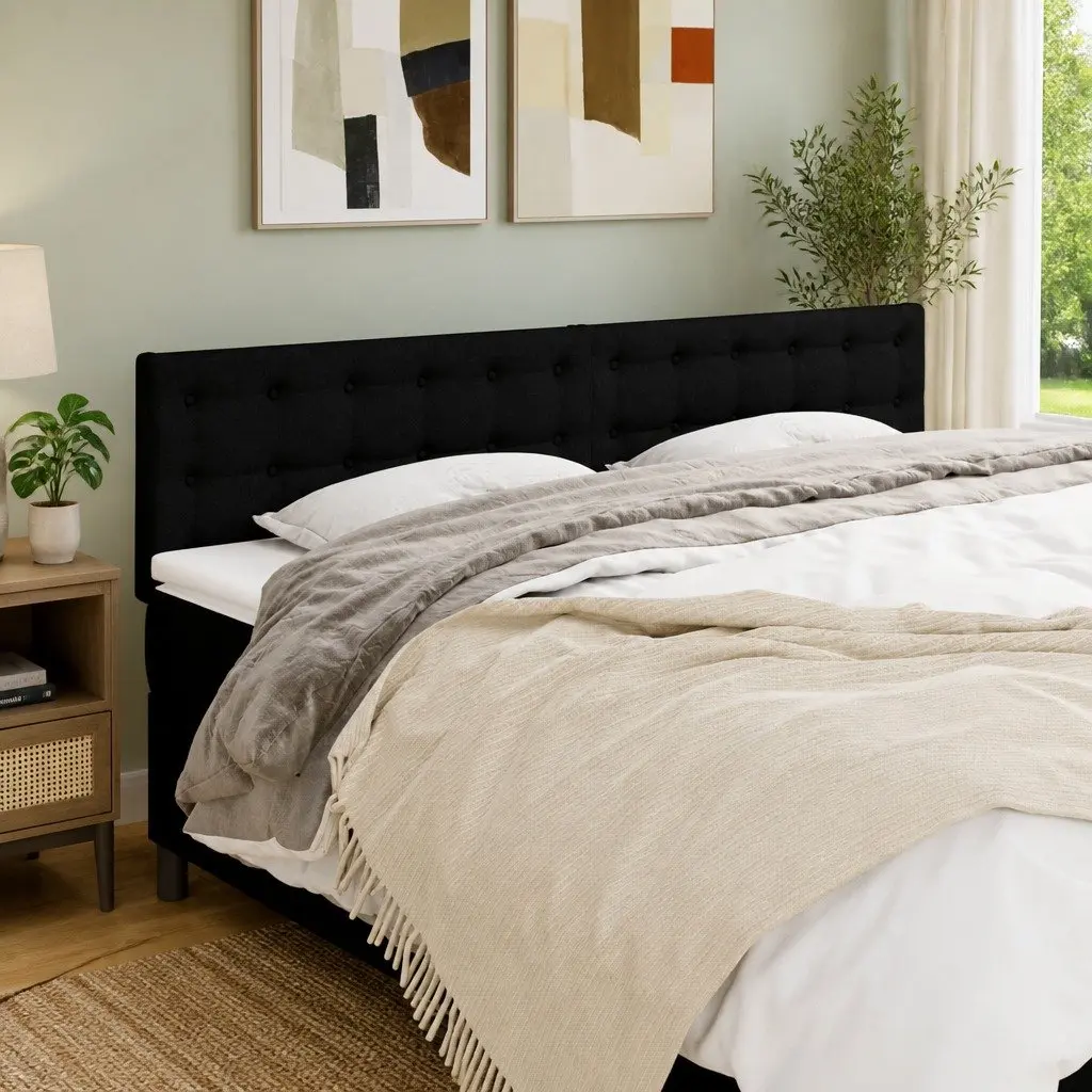 Headboard Black 160x5x78/88 cm Fabric Adjustable Height Bedroom Bed Header Support