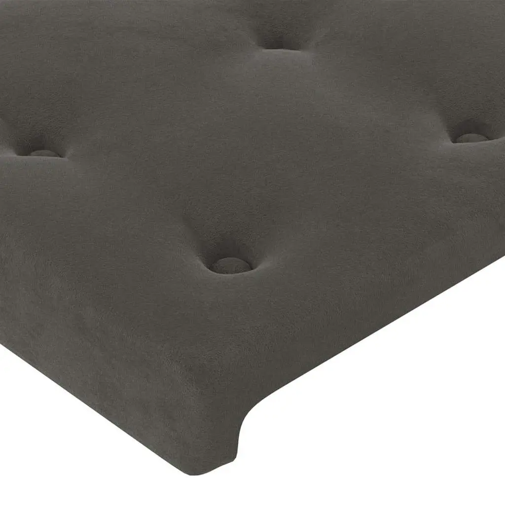 Velvet Headboard 160cm Adjustable Height Dark Grey Wooden Legs