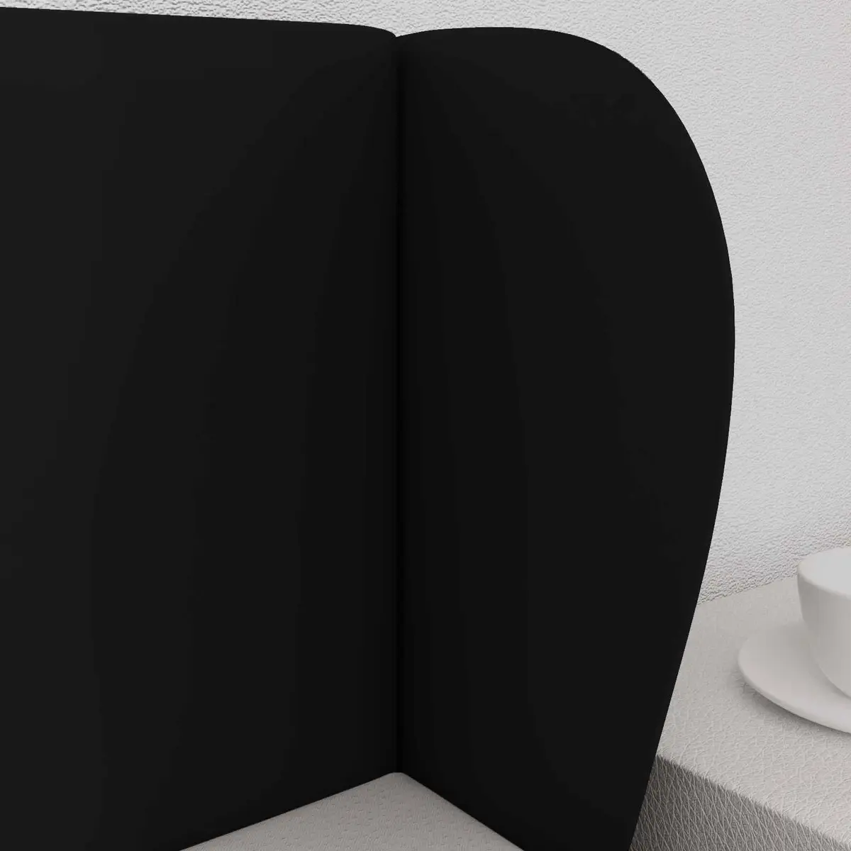 Headboard Ear Wave Design Black Modern Bedroom Furniture PVC Foam Support